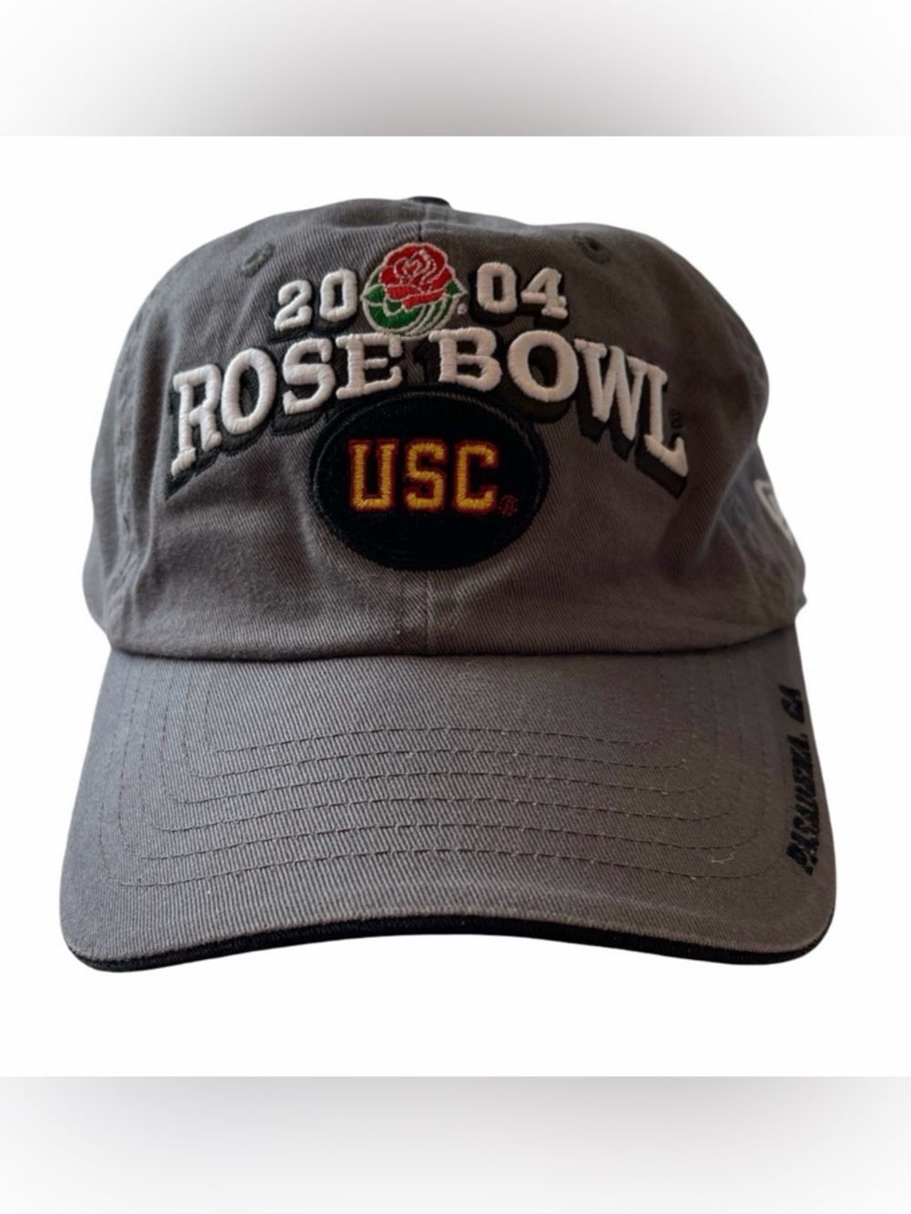 3/$15 Vintage New Era Gray Rose Bowl USC 2004 Soft-Top Baseball Cap Hat